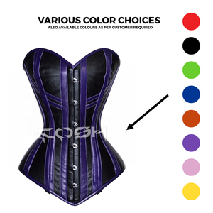 ชุดรัดเอวหนังแท้สีม่วงและสีดำสไตล์โกธิค - Product Image 3