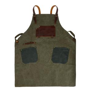 High Quality Adjustable Buckle Black Cotton Canvas Tool Work Stylish <b>Leather</b> <b>Apron</b> AAA-0016B - Product Image 4
