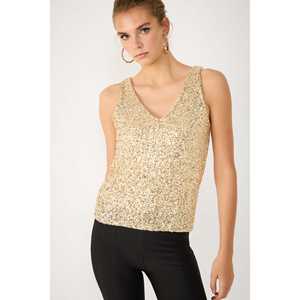 Blusa con Cuello en V y Detalles de Lentejuelas - Product Image 2