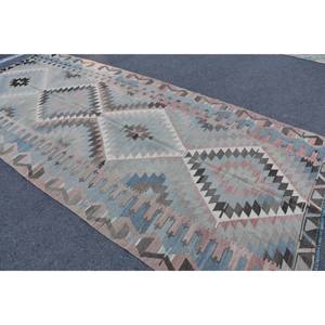 Tapis Kilim bleu noir 5.3 X 11.8ft tissage plat tapis de laine turque pour salon Rectangle couloir motif peluche Pile Latex - Product Image 4