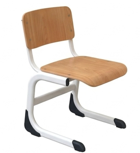 Modern ARSU School Chair with Tapered Legs <b>Solid</b> Back Durable <b>Wood</b> Seat Metal Frame Classroom Seating for Adult Education Use - Product Image 1