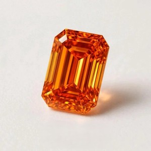 Ultimate Orange D Color VVS1 Lab-Created Emerald Cut Moissanite 3 Crt-Brilliant 8x10mm Round/Marquise Loose Gemstone Color Play - Product Image 3