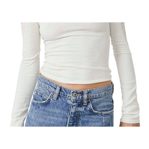 Top a Costine in Pizzo Bianco Bohemien Free People con Collo Alto, Taglia Large - Product Image 3