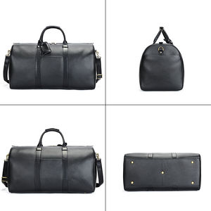 Bolsa de lona de cuero genuino de lujo del fabricante, bolsa de viaje de gimnasio Unisex con correa de cierre de cremallera, conjunto de estilo deportivo de patrón clásico - Product Image 5