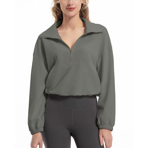 Sudaderas Transpirables Anti-Pilling para Mujer, Sudadera Corta con Media Cremallera para Mujer, Sudadera de Manga Larga - Product Image 1