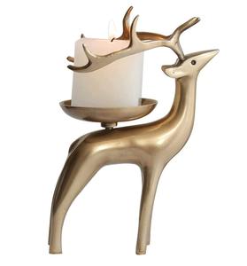 Grand bougeoir cerf fait à la main de style antique Design personnalisé en aluminium rétro et rustique de luxe disponible. - Product Image 4