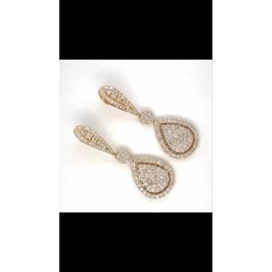 Luxury IGI Certified Pave Natural <b>Diamond</b> Drop <b>Earrings</b> 14K Gold Designer <b>Dangle</b> for Women | Wedding Fine Jewelry - Product Image 5