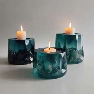 GuangDong usine vert brillant chauffe-plat bougeoirs en résine bougeoir votif bougeoir en gros bougeoir fait à la main - Product Image 5