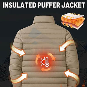 Chaqueta acolchada de invierno ligera aislada para hombre, abrigo de burbujas cálido y acogedor para clima frío, serigrafía bordada de colores personalizados - Product Image 3