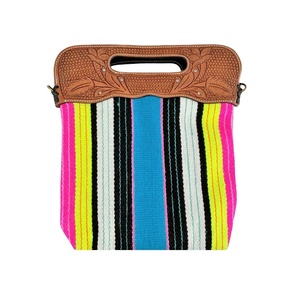 Bolso con cesta de cuero genuino Mango mecanizado Estilo de manta de sillín vintage Dos correas de transporte Proveedor de fabricante indio superior - Product Image 1