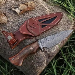 Couteau de chasse à lame fixe en acier Damas de qualité supérieure, prix abordable, best-seller, avec manche en bois et garantie de 3 ans - HTTC STORE - Product Image 5