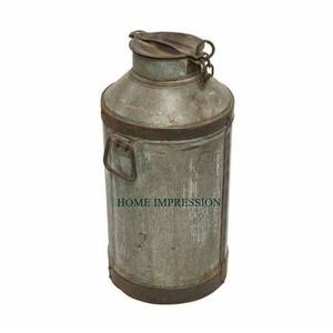 Canette à lait galvanisée de haute qualité, faite à la main, en forme de cruche, taille longue, vente en gros, canne de stockage de lait en métal de luxe d'Inde - Product Image 4