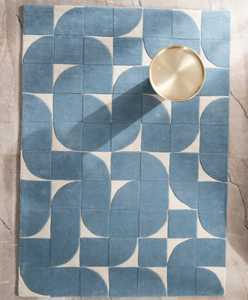 Tapis KNOT Tapis géométrique bleu moderne de meilleure qualité Tapis contemporain 9x12, 6x9, 6x10, 5x8 Tapis brodé - Product Image 5