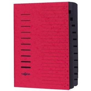 PAGNA DIN <b>A4</b> 240g/m Red File <b>Folder</b> Pressed Chipboard with 12 Black Compartments - Product Image 1