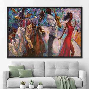 ภาพพิมพ์บนผ้าใบของนักดนตรีแจ๊สชาวแอฟริกันที่สง่างาม - ศิลปะติดผนังสมัยใหม่,1P:กรอบสีดำ - Product Image 1