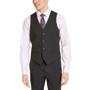 Gilet Alfani da Uomo Slim Fit Elasticizzato Nero Tinta Unita Reversibile Impermeabile con Bottoni e Logo in Cotone Poliestere Taglia Media per Primavera - Product Image 1