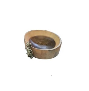 Bol en bois pour la maison et parties disponibles à prix abordable en bois bol avec tige en laiton et feuille conception en bois bol - Product Image 3