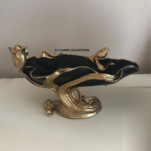 Bol à fruits créatif japonais luxueux et simple, bol de rangement pour le salon, décoration d'intérieur, bol noir et doré - Product Image 1