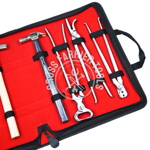 Top Horse Farrier Tool Kit with Hoof Cutter Buffer, Loop Knife with Hook Wooden Handle, Driving Hammer, Nail <b>Puller</b> Clincher - Product Image 3