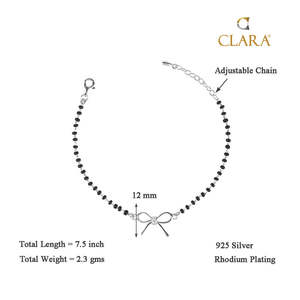 NOVAMART Fine 925 Sterling <b>Silver</b> Bow Design Mangalsutra Hand <b>Bracelet</b> Fashionable <b>Bangle</b> Wholesale Export - Product Image 5