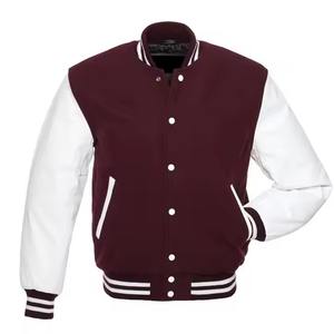 Alta calidad Vintage invierno otoño hombres béisbol Letterman Varsity chaquetas fabricante personalizado piel de vaca cuero transpirable botón - Product Image 1