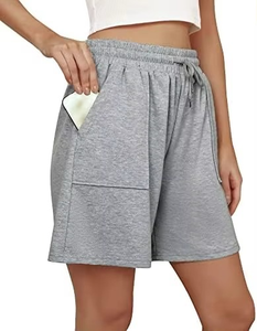 Mayoristas Casual Summer Wear Womens Cotton Jersey Sweat Shorts Loose Athletic Cordón Cintura Running Shorts con bolsillos - Product Image 4