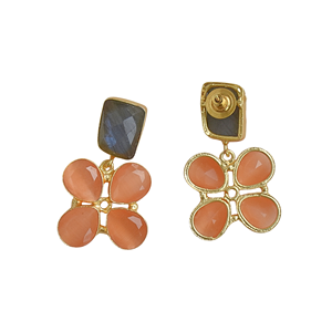 Pendientes de Labradorita con Diseño de Constelaciones Vintage, en Latón con Baño de Oro de 14K - Product Image 2