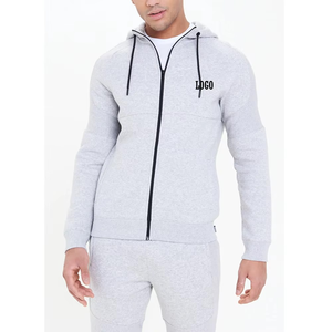 Lo último en sudaderas con capucha ajustadas y cremallera completa para hombre, personaliza tu propio logotipo, ropa informal transpirable básica, mezcla de algodón, Color sólido - Product Image 5