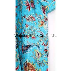 Kimono de Mujer de Algodón Orgánico Acolchado, Estilo Vintage, Pintado a Mano con Motivos Florales, Reversible, Ecológico y Transpirable - Product Image 2