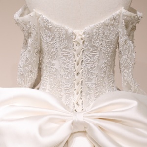 Vestido <span class=keywords><strong>de</strong></span> Quinceañera, Graduación o Boda, Talla Grande, Color Champán, con Cuentas y Encaje, Estilo Sirena/Trompeta, Lazo Desmontable, Personalizado con Flores - Product Image 6