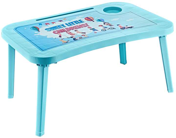 AFOSSA BLUE Durable Folding Plastic Study Desk with Cartoon Print and Adjustable Legs Portable Table for Learning and Play