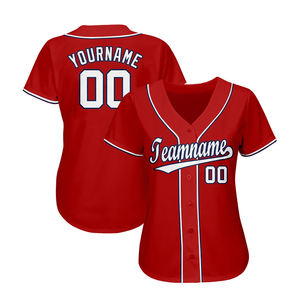 Uniforme de béisbol para hombre, Media manga, botón hacia abajo, Color rojo, cuello en V, ropa deportiva, uniformes, kits con diseño personalizado - Product Image 2