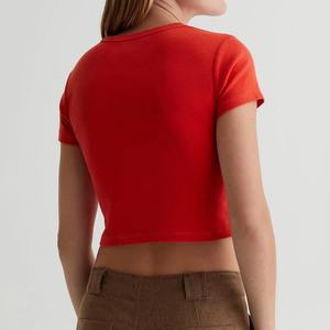 เสื้อยืดคอกลมพิมพ์ลายกราฟิกสำหรับผู้หญิงเสื้อยืดลำลองสีดำคอกลมลำลองพิมพ์ลายกราฟิกสำหรับผู้หญิงโลโก้ที่กำหนดเอง - Product Image 3