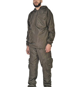 Ensemble survêtement d'hiver pour homme en coton personnalisé avec capuche, coupe-vent vintage, vêtements de sport, service OEM - Product Image 1