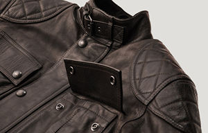 La chaqueta de cuero de invierno ajustada para hombre más vendida con logotipo frontal de cuello levantado de tela de lona-Diseño personalizado y características únicas - Product Image 3