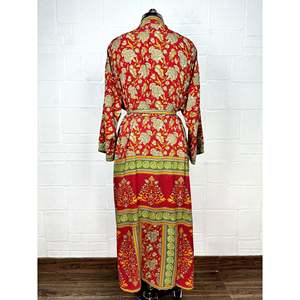 Recycled Vintage Silk Sari <b>Robe</b> Boho Floral Print Dressing Gown <b>Beach</b> Coverup or Bridesmaid Anniversary Gift - Product Image 6