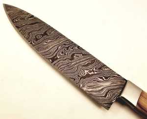 Nouvelle arrivée prix bon marché dernière conception couteau de chef damas fait à la main manche en bois avec gaine en cuir couteau de chef de cuisine - Product Image 4