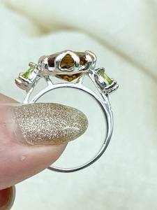 Natural Cognac Quartz <b>Peridot</b> 925 Sterling Silver <b>Ring</b> Unique Handmade Vintage Style <b>Ring</b> - Product Image 4