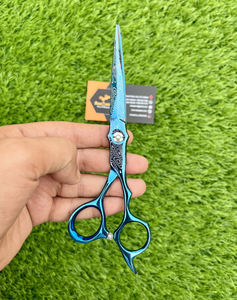 Ciseaux de cheveux de sécurité légers professionnels 6 ''en acier inoxydable haut de gamme bleu damas pour droitier pour coupe de cheveux coupe de barbier - Product Image 6