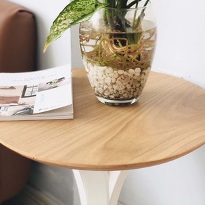 Table d'appoint moderne pour salon avec plateau en contreplaqué de chêne et pieds en bois peints en blanc KTB68012 - Product Image 4