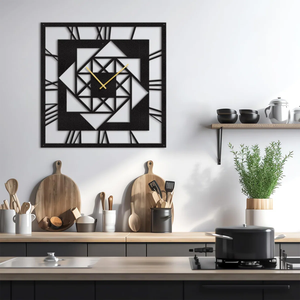 Horloge murale élégante en métal noir, artisanat, pour salle d'étude, maison, bureau et salon - Product Image 5