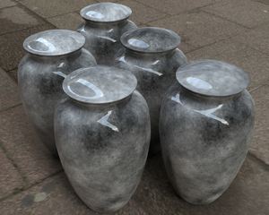 Urna funeraria de cremación con borde negro para cenizas, producto conmemorativo metálico elegante, blanco, L MAX B exporta s - Product Image 3