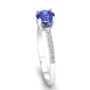 Bagues en Tanzanite Naturelle de Qualité Supérieure REYES en Argent Sterling 925, Bague Solitaire en Moissanite Certifiée GRA pour Femmes - Product Image 3