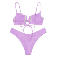 Op maat gemaakte nieuwe private label fitness badkleding met hoge snit, groothandel strandkleding, tweedelige bikini sets met hittetransferdruk voor