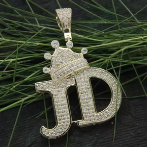 Colgante de Letra Inicial JD con Corona, Corte Redondo de 3 Quilates, Moissanita, Certificado GRA, Chapado en Oro Amarillo de 18K, Regalo - Product Image 4