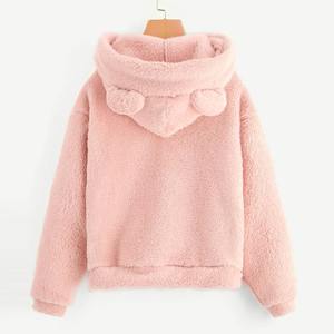 New Arrivals Women's Casual Pullover Long Sleeve Fleece Sweatshirt Warm <b>Bear</b> Shape Fuzzy <b>Hoodie</b> for Winter - Product Image 4