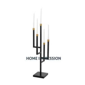 Black Powder Coated Metal Iron Table Top Candle Holder and Stand <b>Large</b> Handmade Ramadan Lightening Centerpiece Candle Holder - Product Image 1