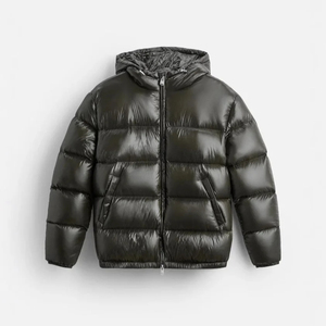 Blouson Bomber Décontracté d'Hiver pour Homme avec Capuche, Fermeture Éclair, Imperméable, Coupe-Vent, Respirant, Durable, Séchage Rapide, Doux, Logo Avant, Coton - Product Image 1