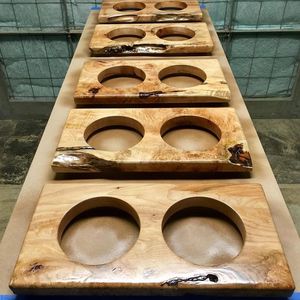 Soporte de tazón para mascotas elevado de madera de diseñador con detalles de ágata - Product Image 6