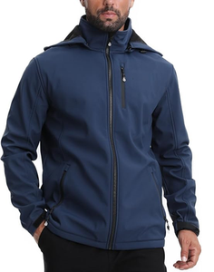 Veste Softshell à Capuche pour Homme Imperméable Doublée en Polaire Veste de Pluie Légère Coupe-Vent Manteau d'Hiver Randonnée en Plein Air - Product Image 1